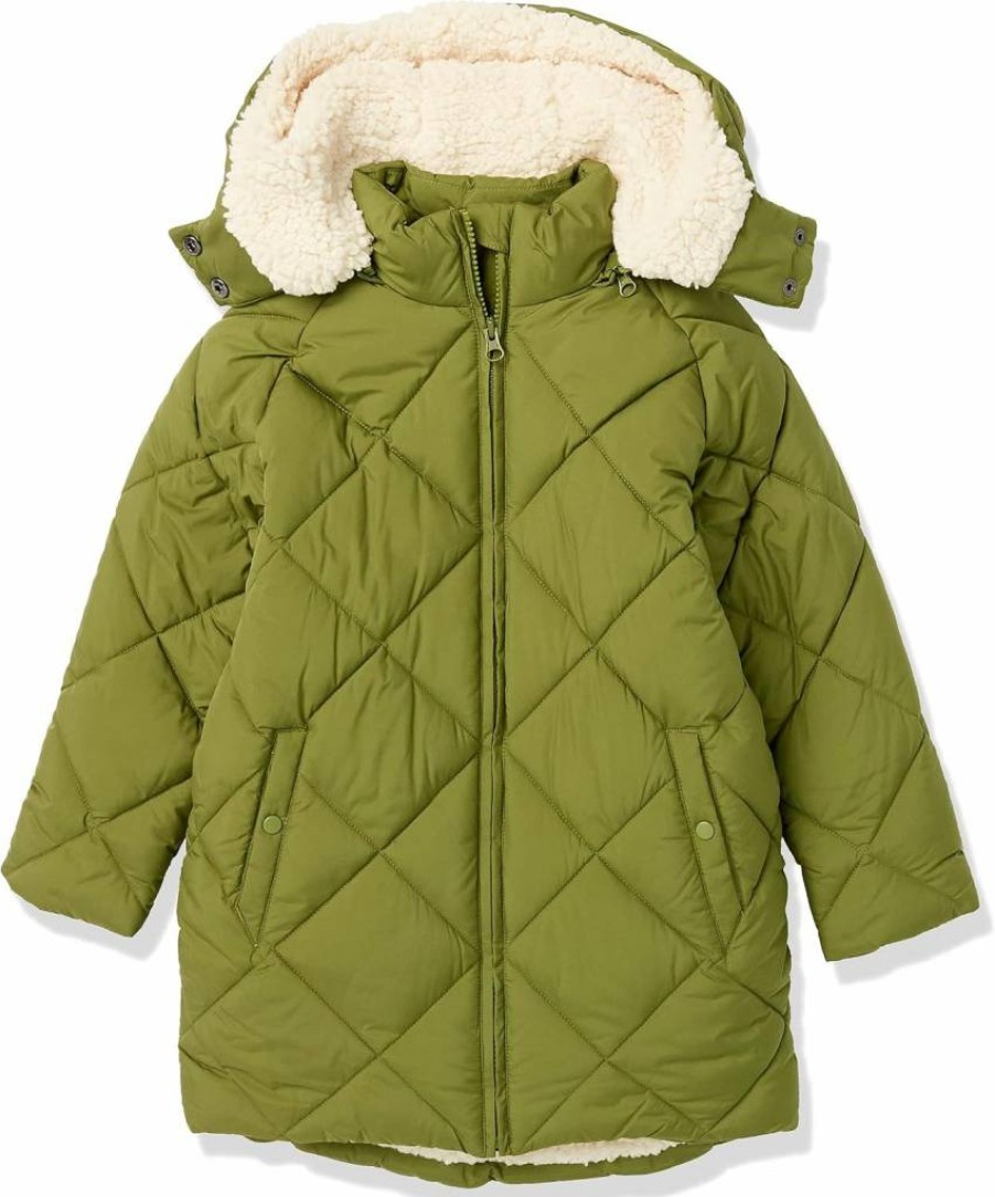 Amazon Essentials Girls' & Toddlers' Quilted Puffer Winter Coat - Warm Long Cocoon Jacket for Kids