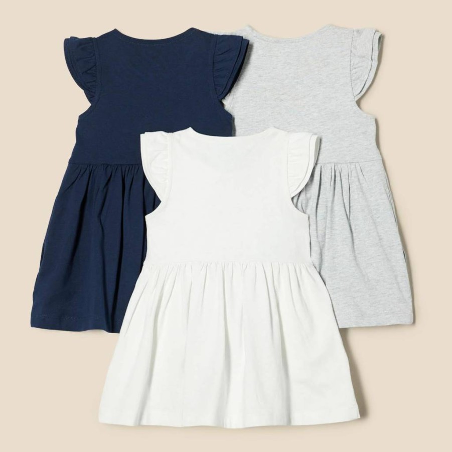 Amazon Essentials Girls & Toddlers' 3-Pack Ruffle Sleeve Jersey Play Dress - Soft Casual Outfits