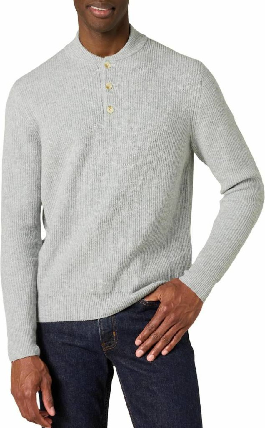 Amazon Essentials Men's Soft-Touch Long-Sleeve Henley Sweater for Comfort & Style