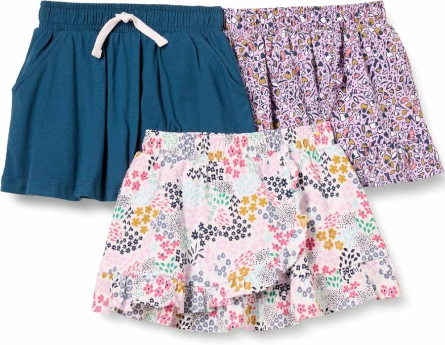 Amazon Essentials Girls' 3-Pack Knit Skorts with Elastic Waist & Built-In Breathable Shorts for Toddlers & Kids