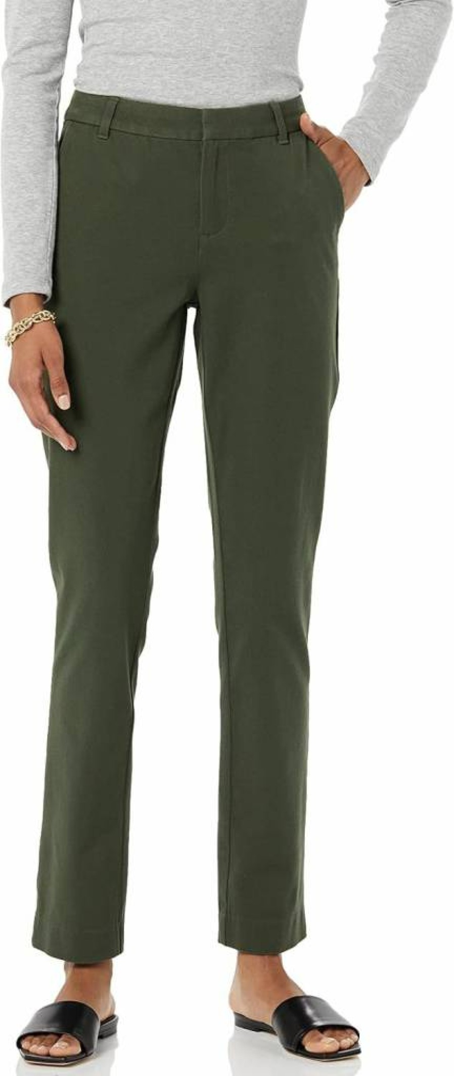 Amazon Essentials Women's Straight Leg Pants - Bi-Stretch Comfort, Full Length Trousers for Everyday Wear