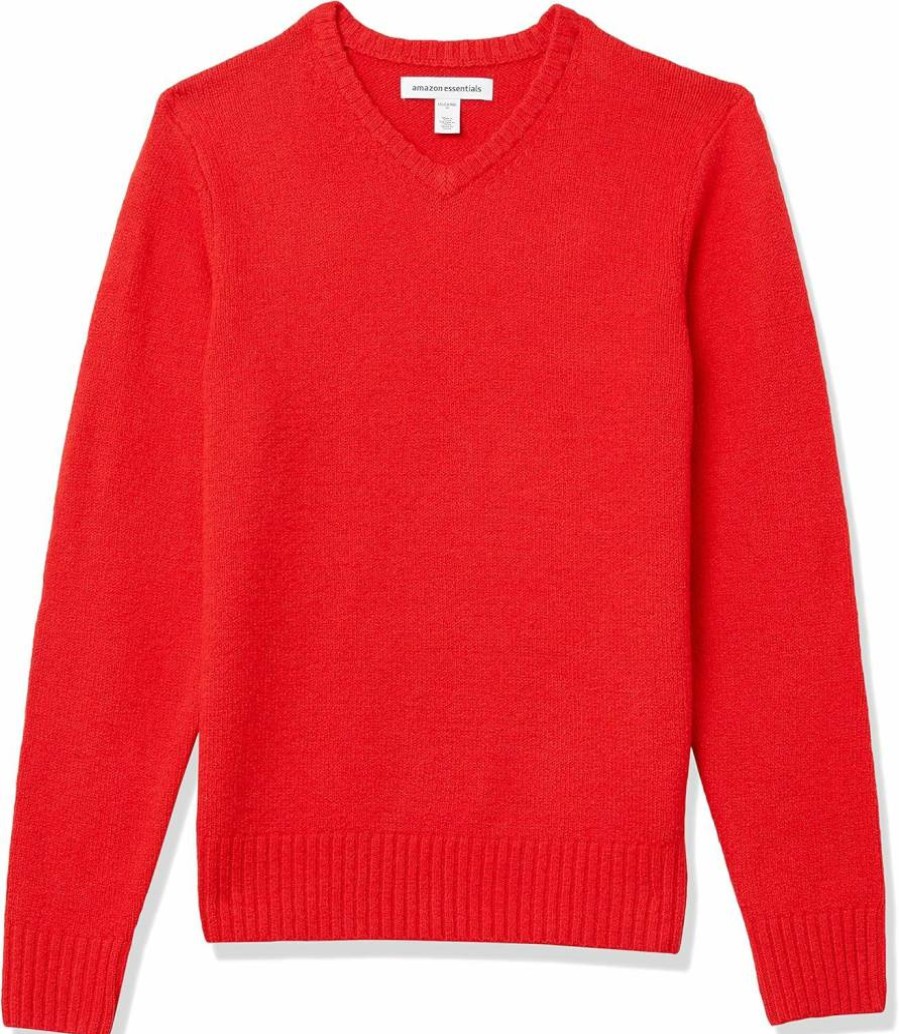 Amazon Essentials Men's Soft-Touch Long-Sleeve V-Neck Sweater, Comfortable Casual Pullover Knit Top