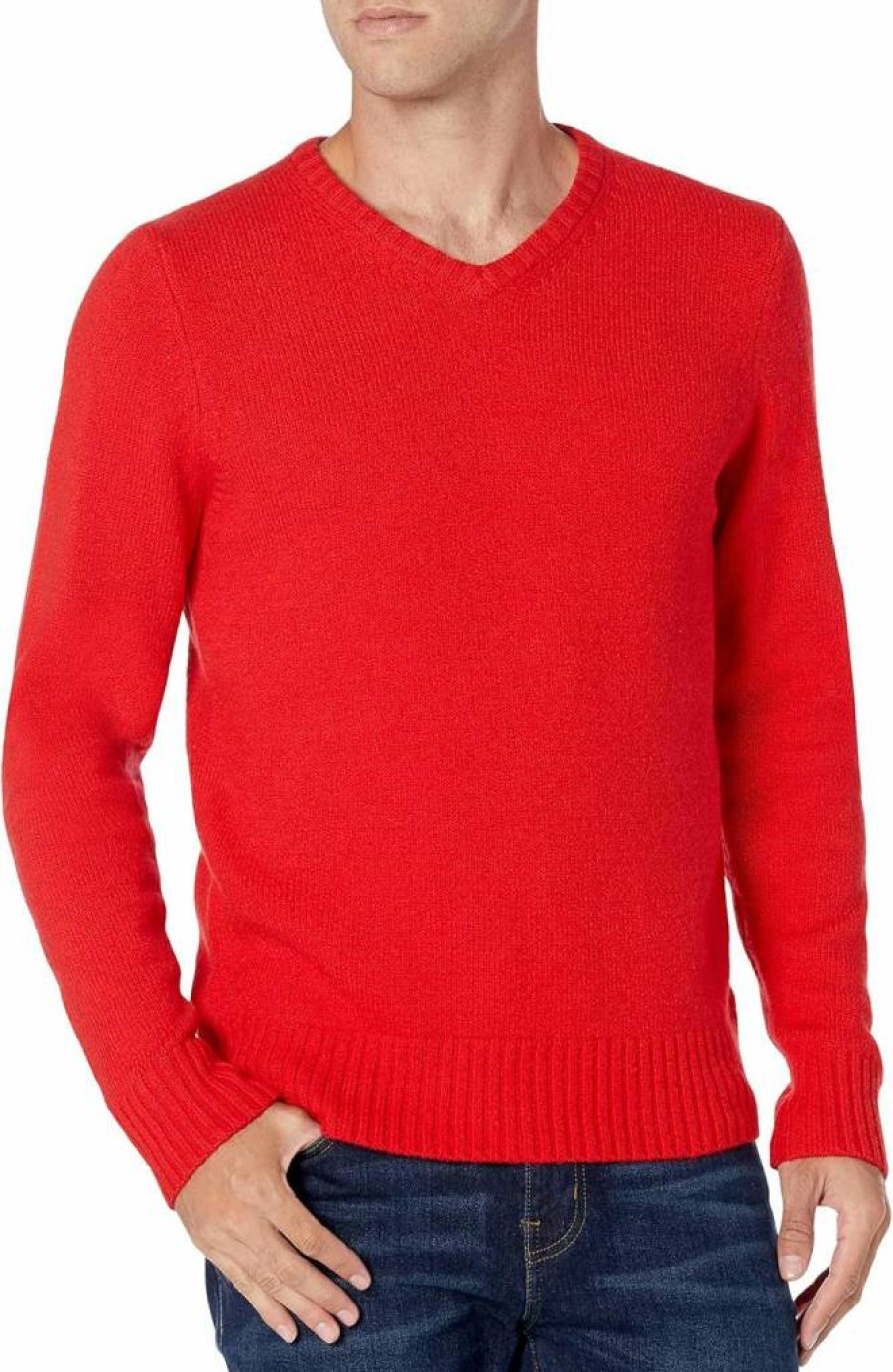 Amazon Essentials Men's Soft-Touch Long-Sleeve V-Neck Sweater, Comfortable Casual Pullover Knit Top