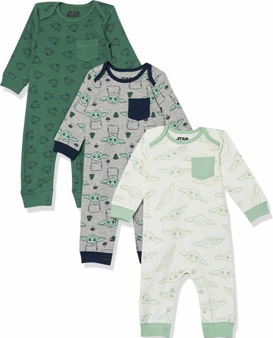 Amazon Essentials Unisex Baby Cotton Coveralls 3-Pack | Disney Marvel Star Wars Theme