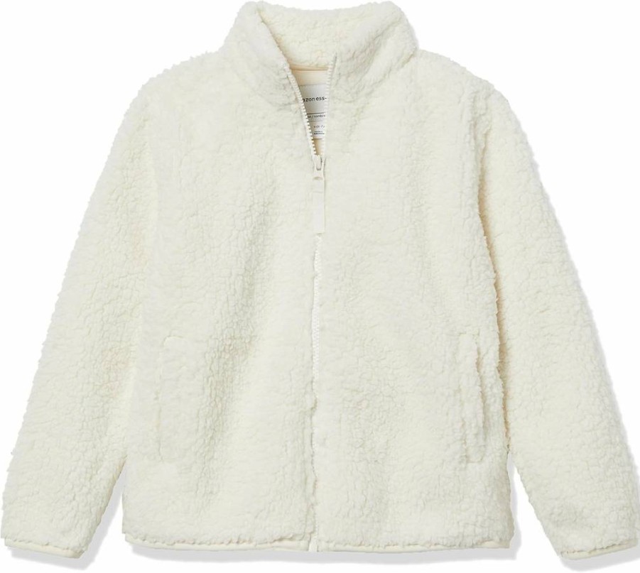 Amazon Essentials Girls' & Toddlers' Soft Sherpa Fleece Full-Zip Jacket - Cozy Winter Outerwear