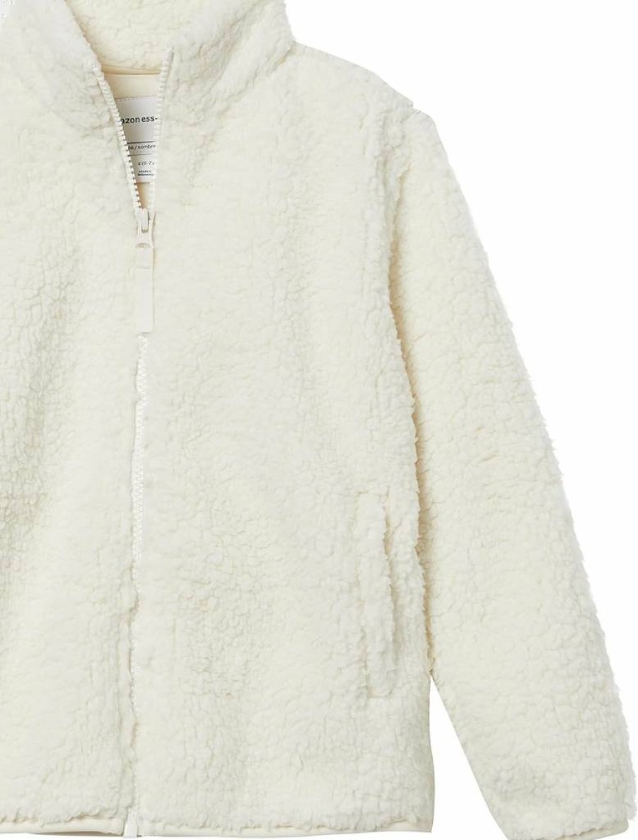 Amazon Essentials Girls' & Toddlers' Soft Sherpa Fleece Full-Zip Jacket - Cozy Winter Outerwear