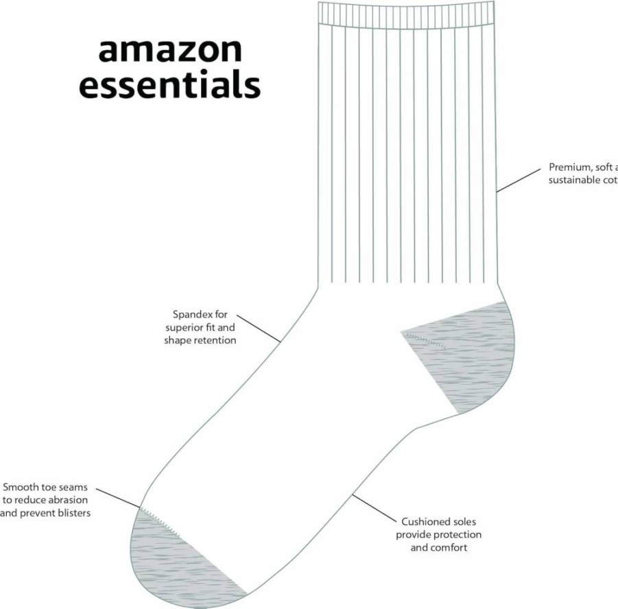 Amazon Essentials Kids & Toddlers Cotton Crew Socks 10-Pack - Unisex Baby & Children's Soft Everyday Socks