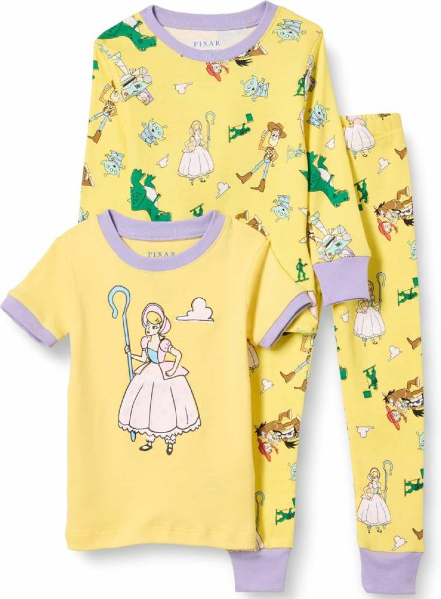Amazon Essentials Girls' & Toddlers' Cotton Snug-Fit Pajama Set, 3-Pack | Disney, Marvel, Star Wars, Princess Themes
