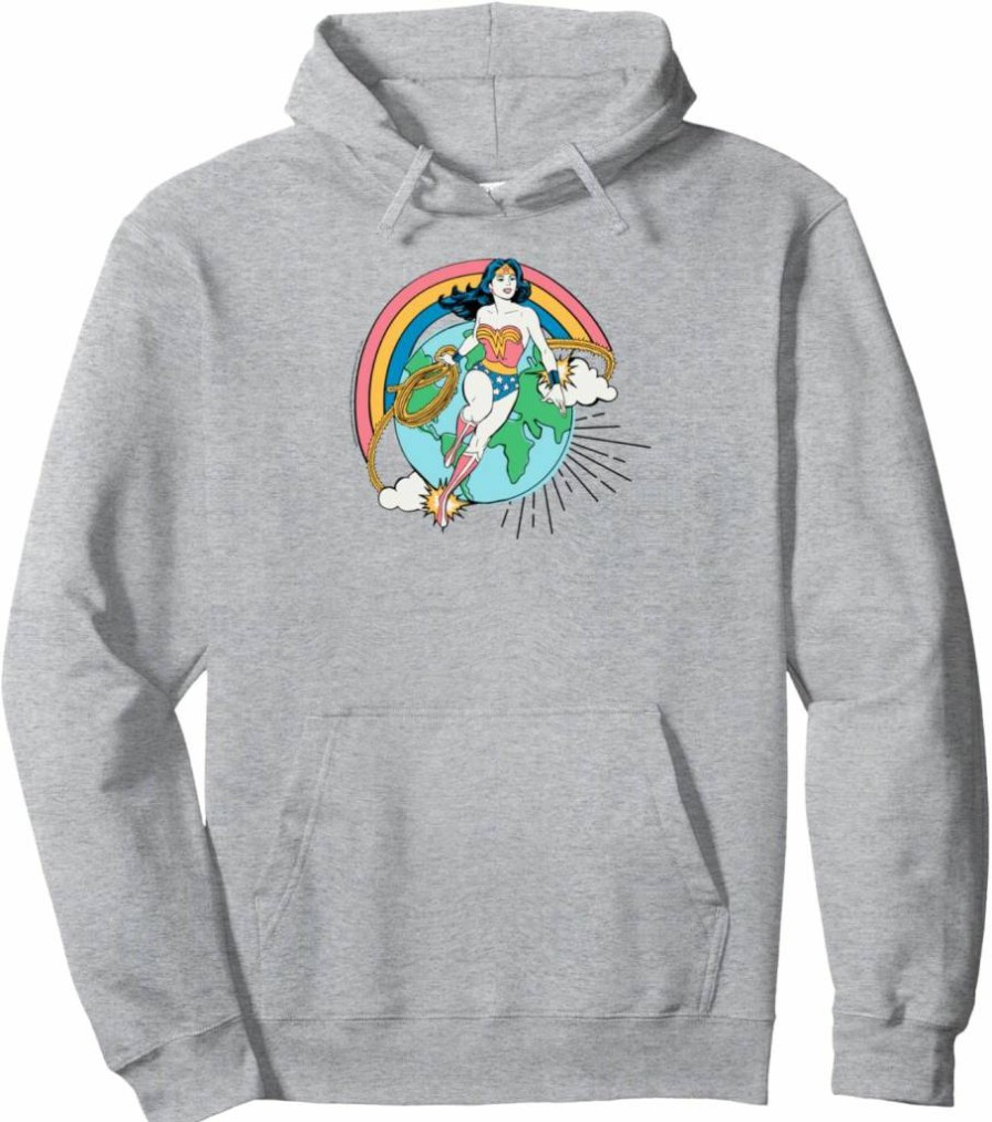 Amazon Essentials Wonder Woman Rainbow Lasso Graphic Pullover Hoodie - DC Comics Licensed Sweatshirt