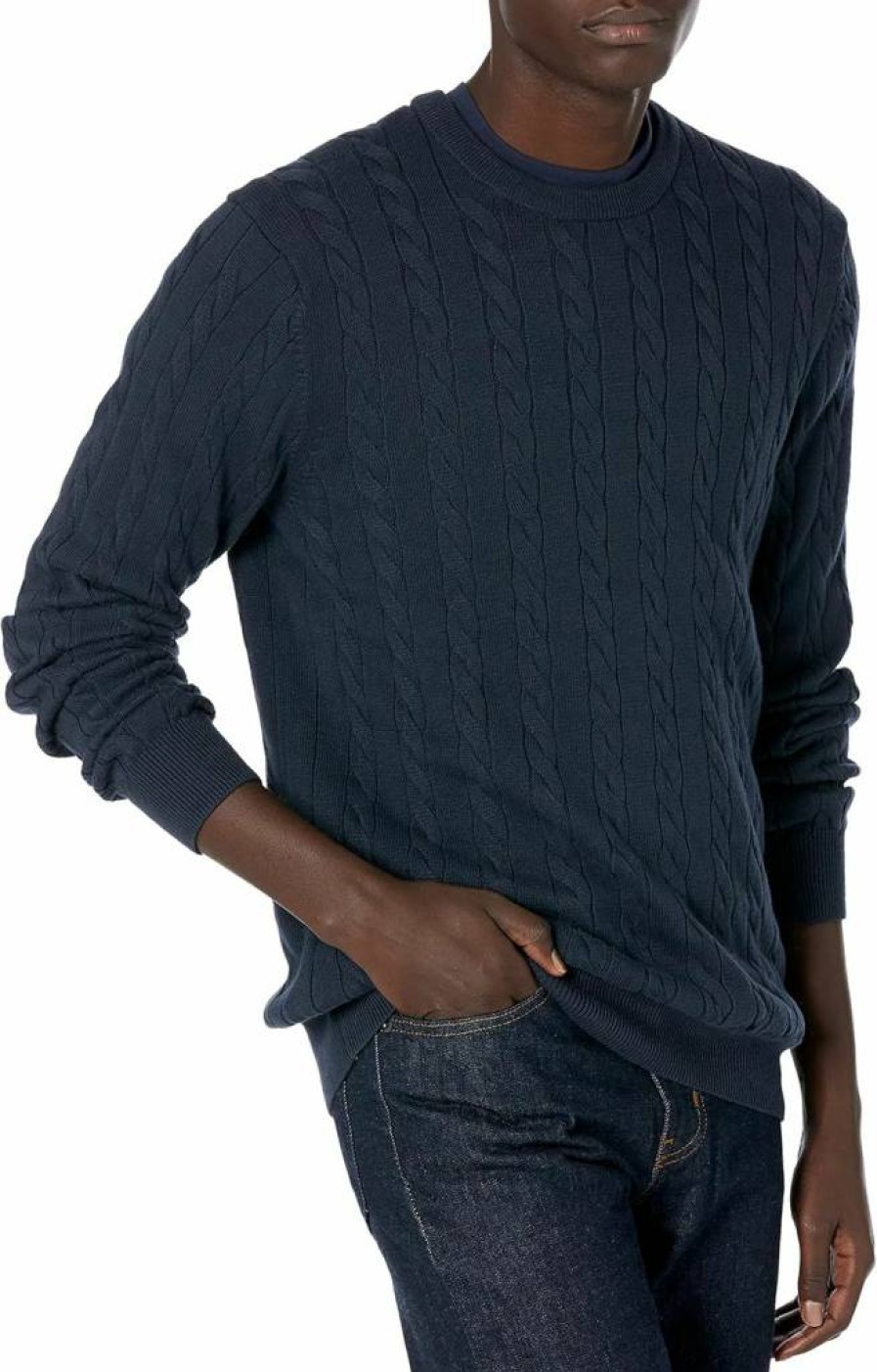 Amazon Essentials Men's Classic Cable Knit Cotton Crewneck Sweater