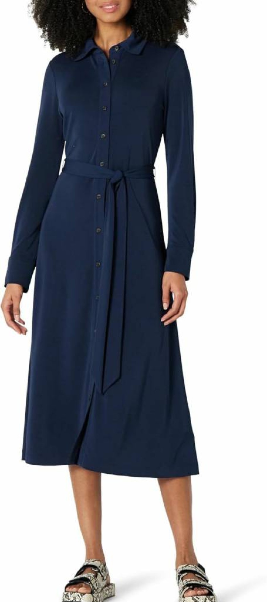Amazon Essentials Women's Soft Matte Jersey Midi Dress - Regular Fit, Comfortable & Versatile Everyday Wear