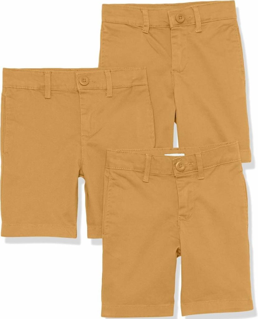 Amazon Essentials Boys' Wrinkle-Resistant Uniform Shorts 3-Pack, Flat-Front Toddler & Kids' Woven Shorts