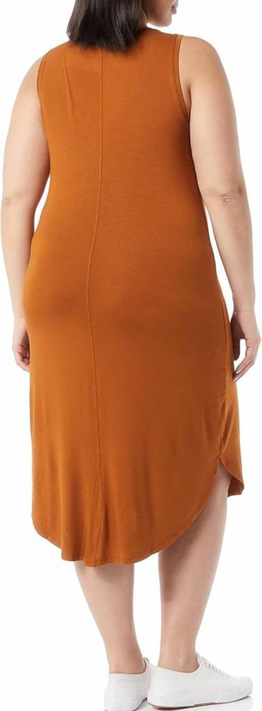 Amazon Essentials Women's Sleeveless V-Neck Midi Dress - Comfortable Jersey Knit Casual Summer Dress