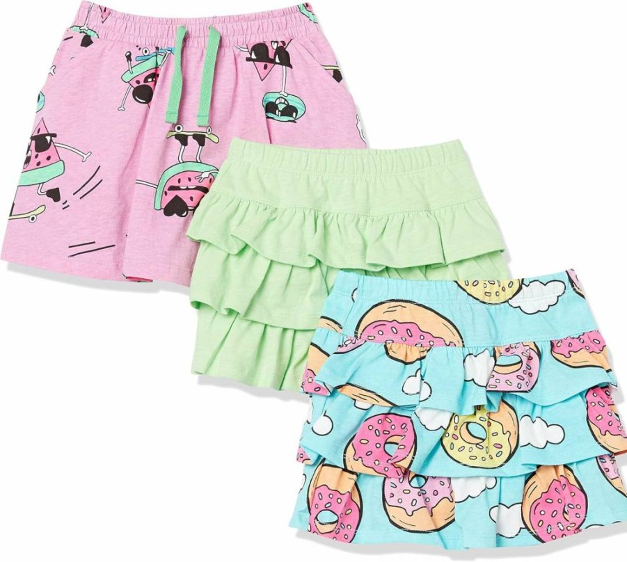 Amazon Essentials Girls' & Toddlers' Knitted Ruffle Scooter Skirts Multipack - Soft Stretch Comfort, Stylish Design for Kids