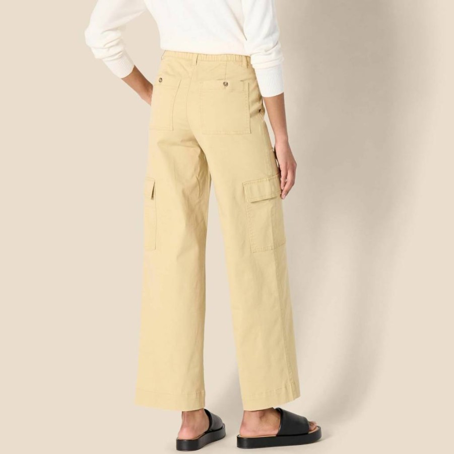 Amazon Essentials Women's Cargo Pants High-Rise Regular Fit Khaki Full-Length Casual Trousers