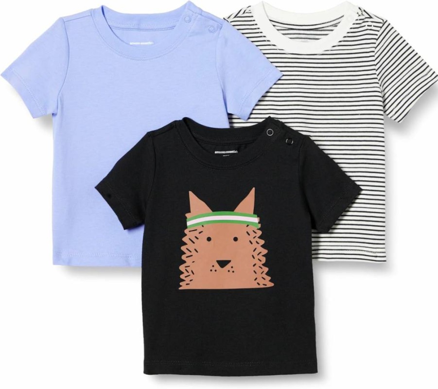 Amazon Essentials Unisex Toddler & Baby Short Sleeve T-Shirts, 3-Pack - Soft Cotton Tees for Infants & Kids