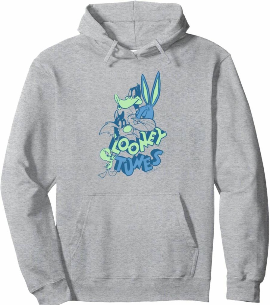 Amazon Essentials Looney Tunes Graphic Pullover Hoodie for Men & Women - Blue & Green Character Design