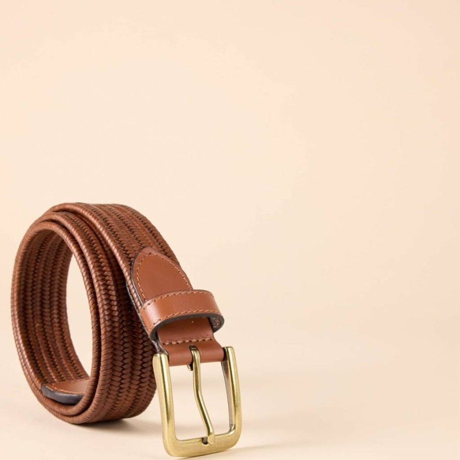 Amazon Essentials Men's Stretch Woven Belt - Adjustable Tubular Weave Design for Comfort & Style