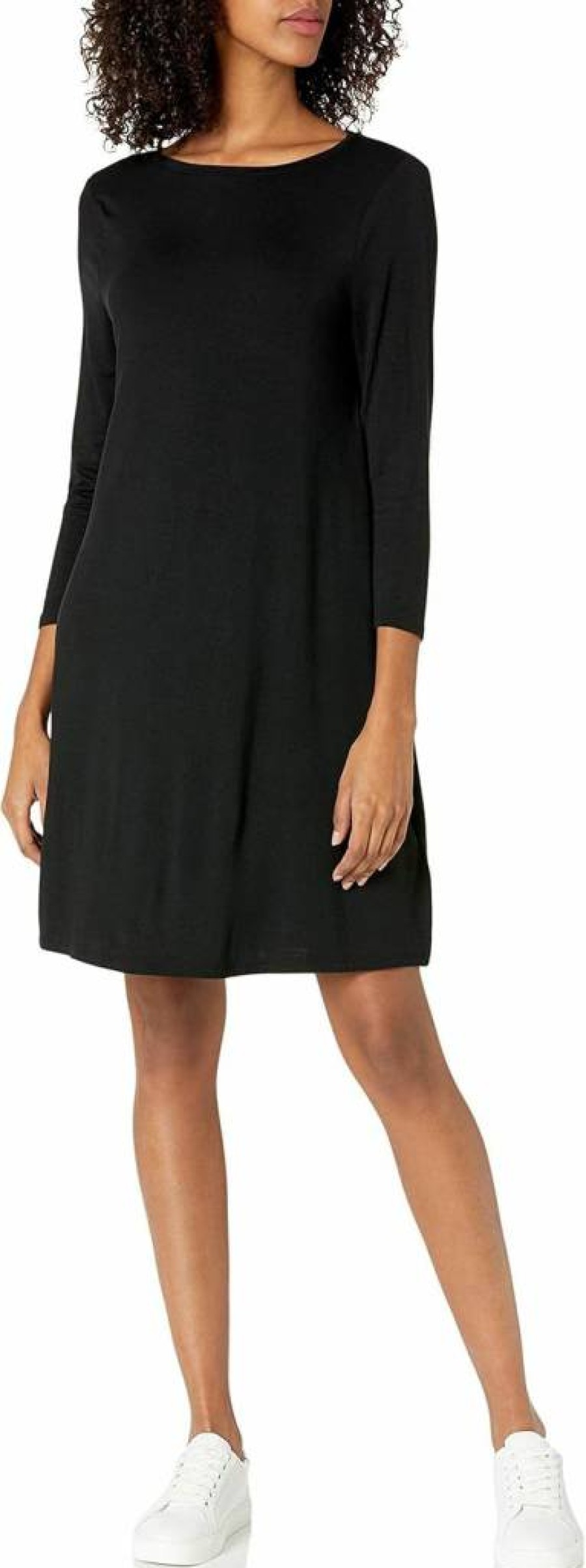 Amazon Essentials Women's Plus Size 3/4 Sleeve Boat Neck Casual Dress - Comfortable & Stylish Everyday Wear