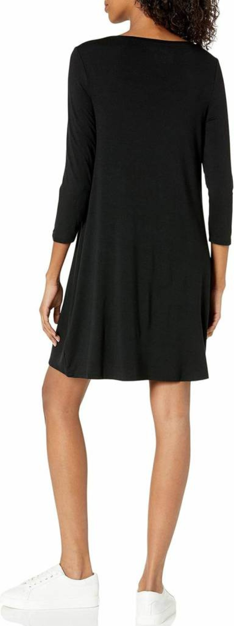 Amazon Essentials Women's Plus Size 3/4 Sleeve Boat Neck Casual Dress - Comfortable & Stylish Everyday Wear