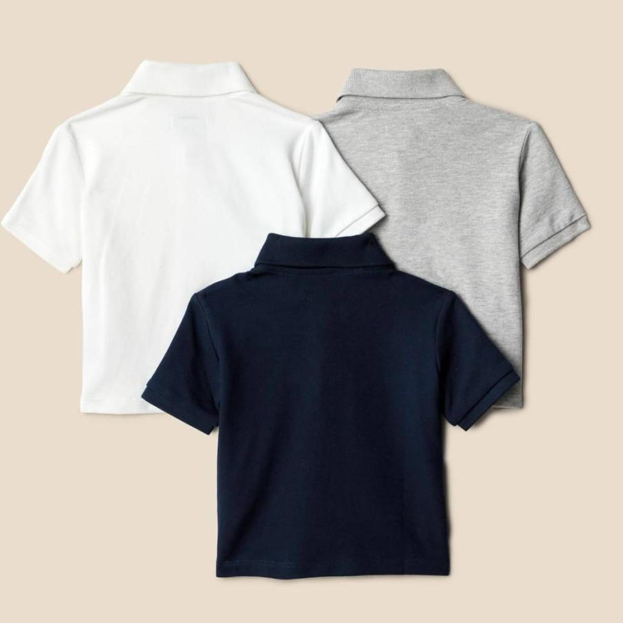 Amazon Essentials Boys & Toddlers' 3-Pack Cotton Spandex Polo Shirts - Comfortable Stretch Pique Knit Tops