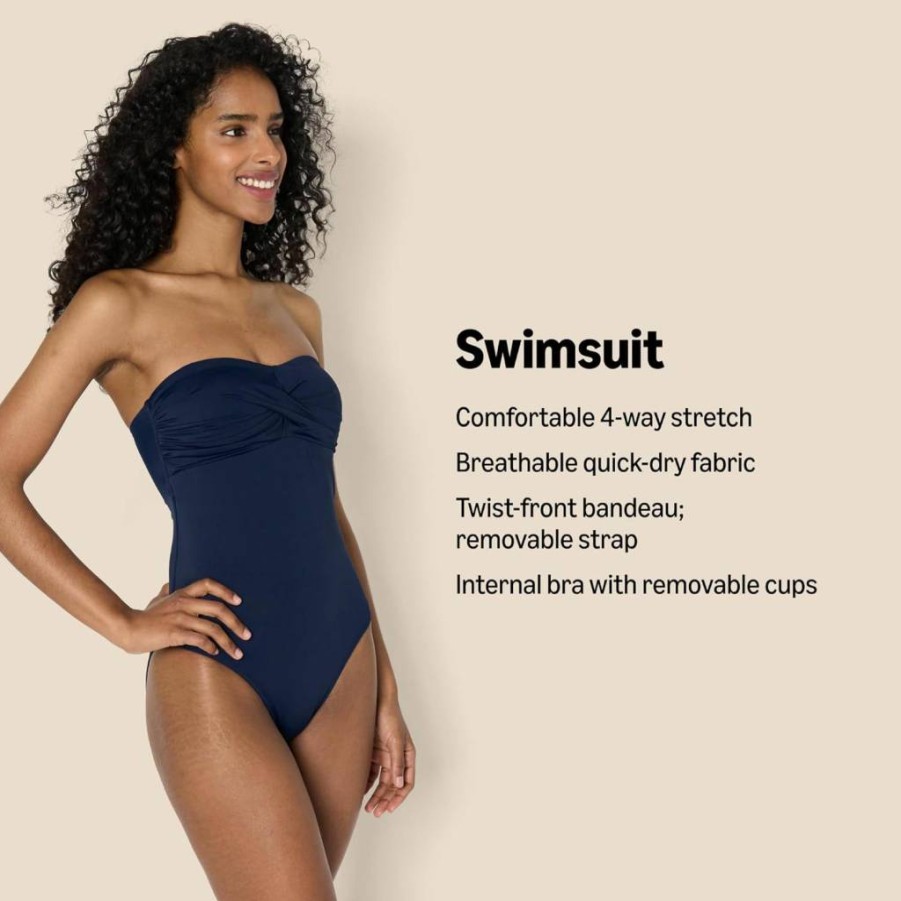 Amazon Essentials Women's One-Piece Bandeau Swimsuit - Comfortable & Stylish Swimwear for Women
