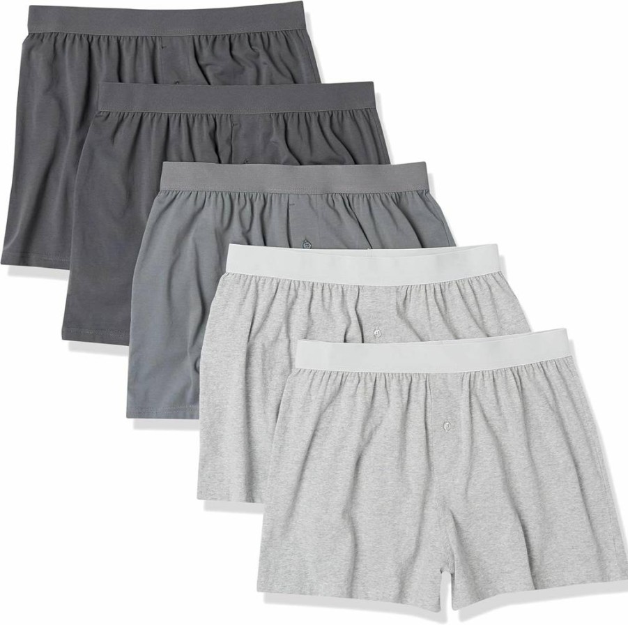 Amazon Essentials Men's Cotton Jersey Boxer Briefs 5-Pack - Soft Big & Tall Underwear for Comfort