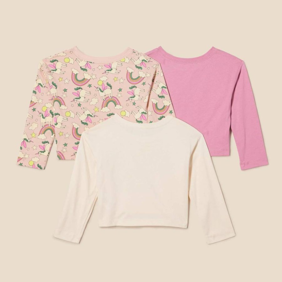 Amazon Essentials Girls' & Toddlers' 3-Pack Long Sleeve Cotton T-Shirts - Soft Casual Tees