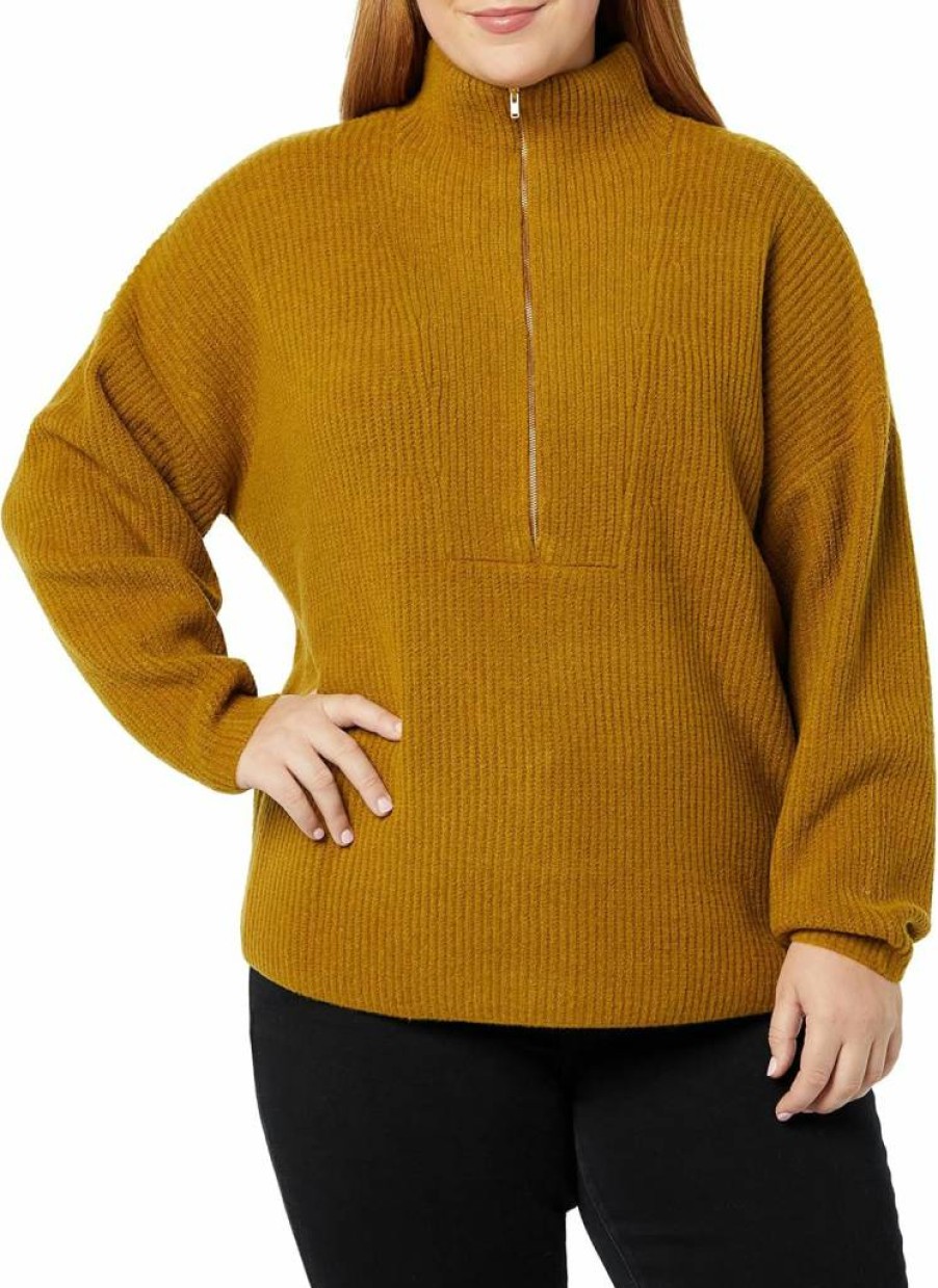 Amazon Essentials Women's Casual Stretch Half-Zip Polo Collar Sweater, Mid-Gauge Knit, Dressy & Comfortable