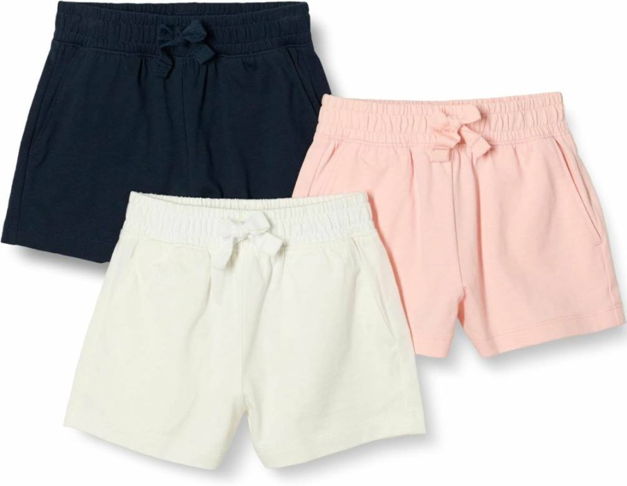 Amazon Essentials Girls' 3-Pack Toddler Pull-On Shorts for Comfort & Play