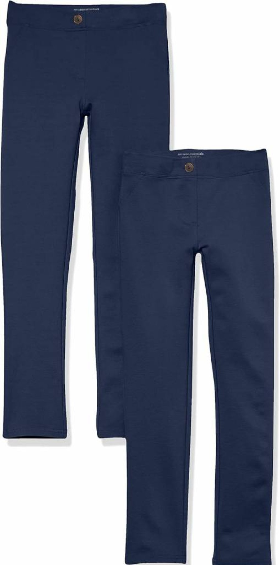 Amazon Essentials Girls' Uniform Slim Fit Ponte-Knit Pants 2-Pack, Toddler School Dress Pants