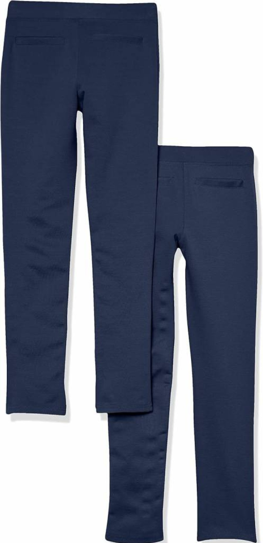 Amazon Essentials Girls' Uniform Slim Fit Ponte-Knit Pants 2-Pack, Toddler School Dress Pants