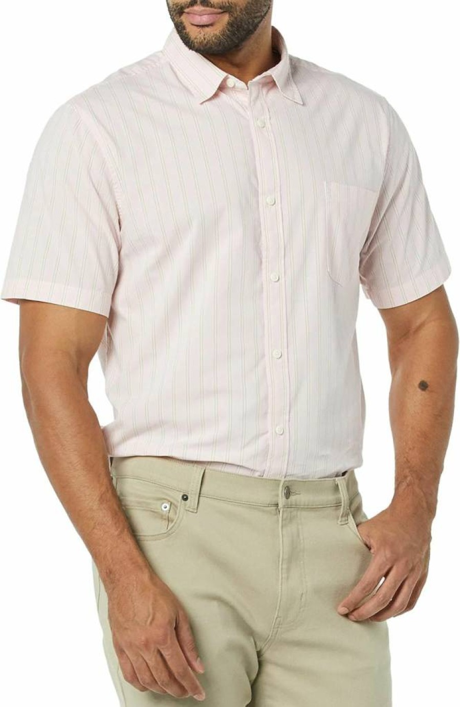 Amazon Essentials Men's Slim-Fit Short-Sleeve Poplin Shirt - Classic Casual Button-Down for Men, Breathable & Lightweight