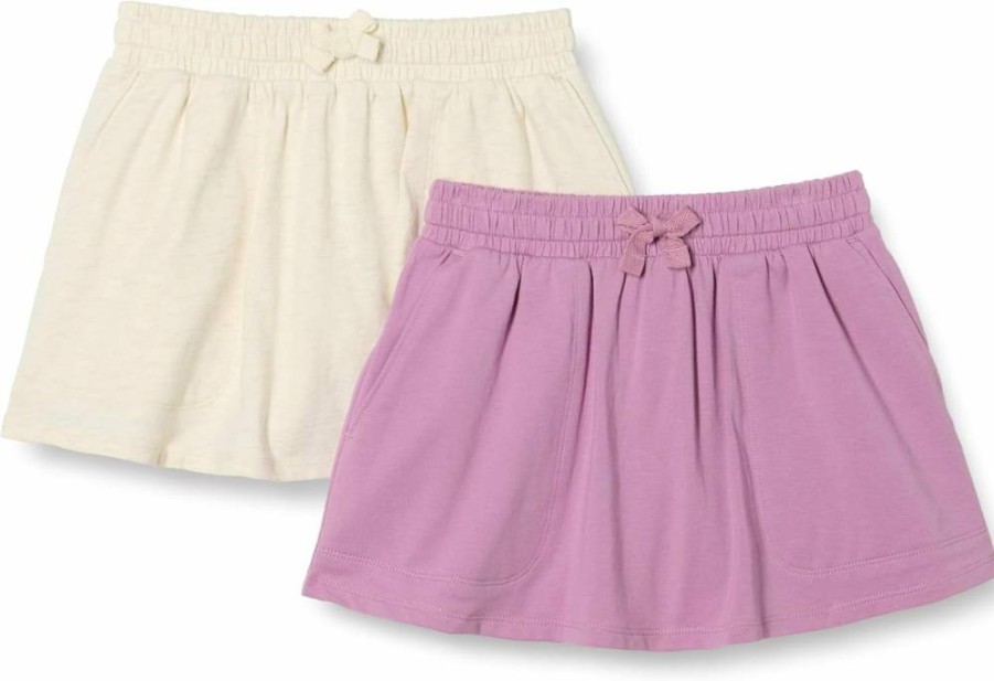 Amazon Essentials Girls' 2-Pack Stretch Knit Skorts with Patch Pockets