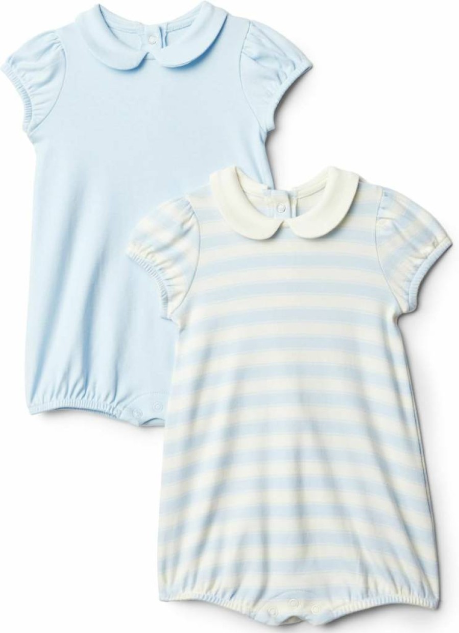 Amazon Essentials Baby Girls' 2-Pack Short Sleeve Peter Pan Collar Romper - Cute & Comfortable Outfits