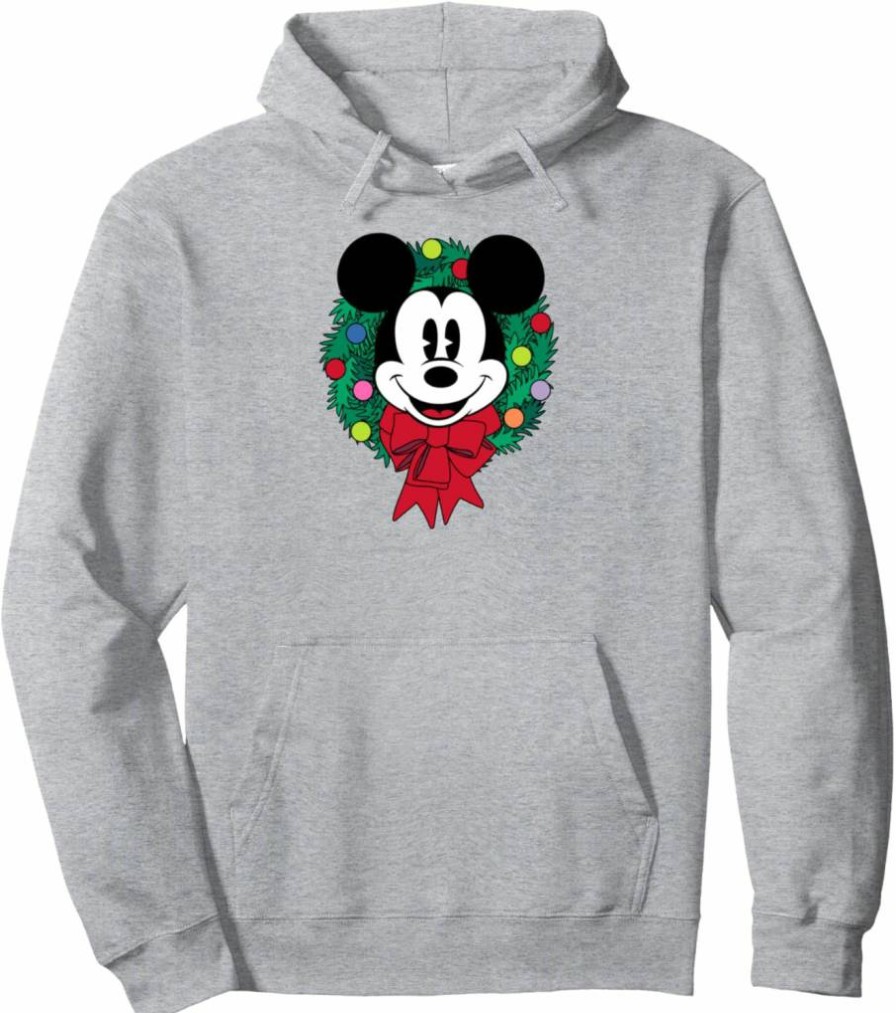 Amazon Essentials Mickey Mouse Christmas Sweatshirt with Festive Wreath Design - Cozy Pullover Hoodie