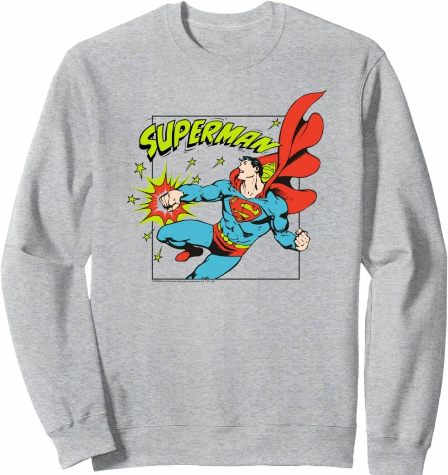 Amazon Essentials DC Comics Superman Graphic Punch Design Casual Square Neck Sweatshirt