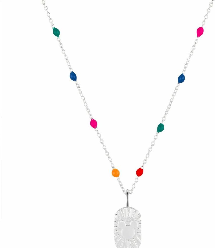 Amazon Essentials Disney Mickey Mouse Pendant Necklace with Enamel Charm and Plated Chain