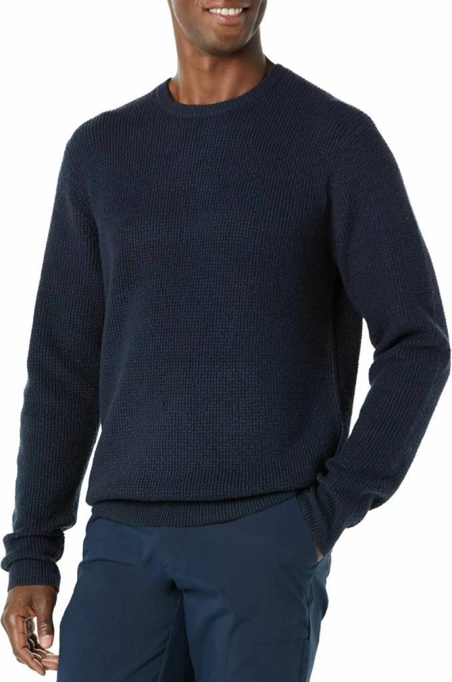 Amazon Essentials Men's Soft-Touch Waffle-Knit Crewneck Sweater - Long Sleeve Comfort Fit