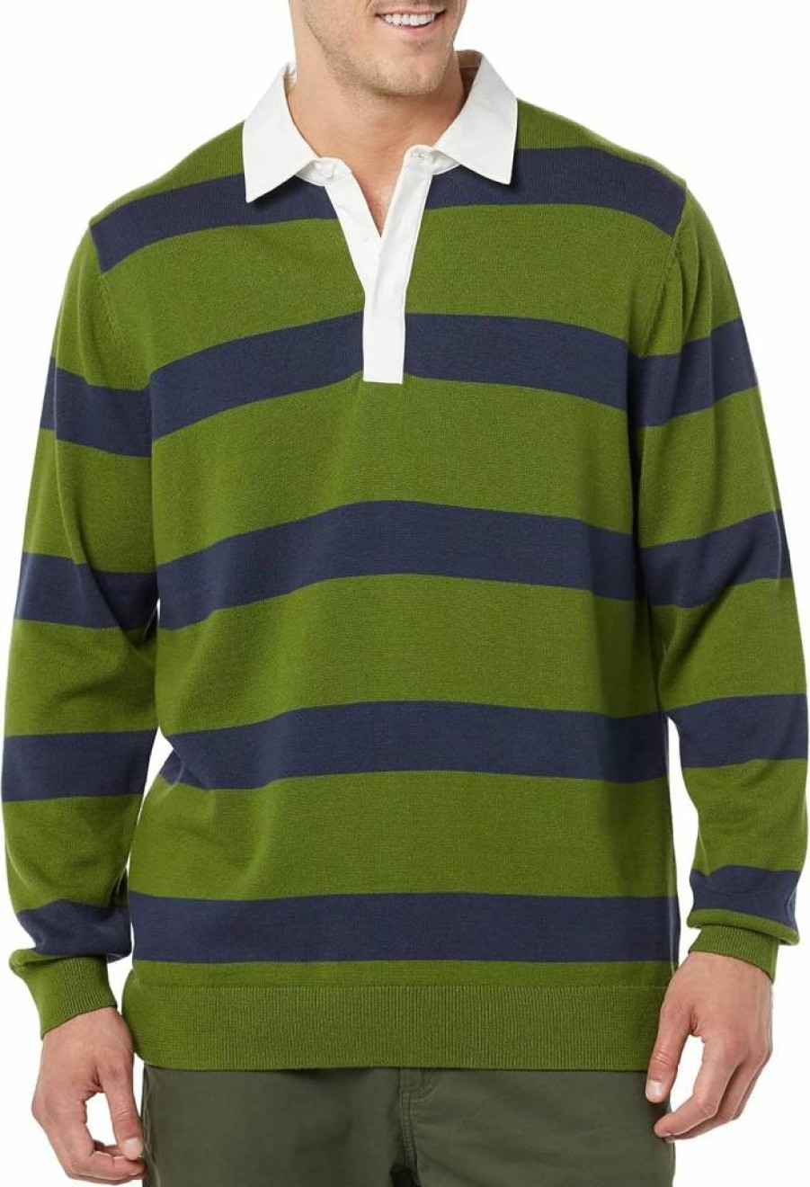 Amazon Essentials Men's Classic Fit Rugby Sweater - Soft Cotton Blend, Casual Pullover for Men